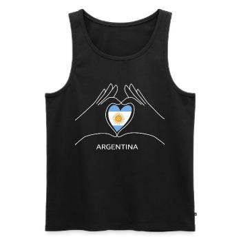 Argentinien Herz in Argentinischer Flagge Für Fans - Männer Premium Bio Tank Top - Schwarz - Vorne - Michal (187cm)