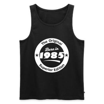 Né en 1985 Édition originale - Débardeur bio Premium Homme - noir - Devant - Michal (187cm)