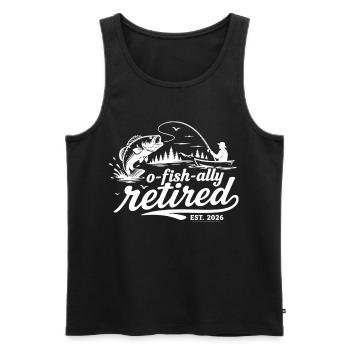 Offiziell im Ruhestand 2026 | Humorfischen - Männer Premium Bio Tank Top - Schwarz - Vorne - Michal (187cm)
