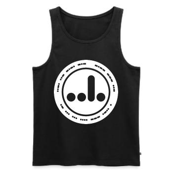 F*ck You A**hole in Morse Code Badge - Men's Premium Organic Tank Top - black - Front - AI Model Male 178 light (178cm)
