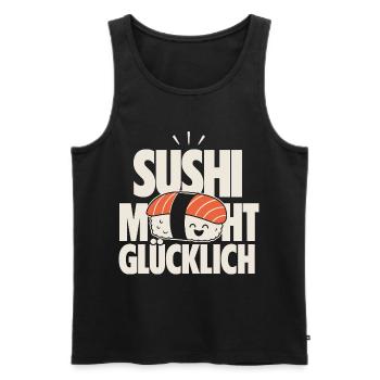 Sushi Macht Glücklich Kawaii Design - Männer Premium Bio Tank Top - Schwarz - Vorne - Michal (187cm)