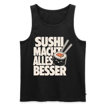 Sushi Macht Alles Besser Kawaii Design - Männer Premium Bio Tank Top - Schwarz - Vorne - Michal (187cm)