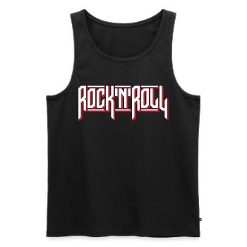 Logo de typographie personnalisée Rock’N’Roll - Débardeur bio Premium Homme - noir - Devant - Michal (187cm)
