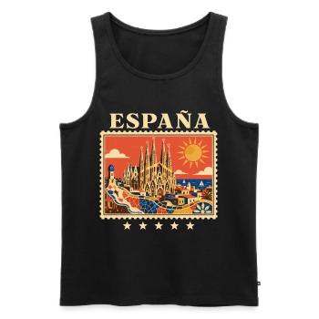 Barcelona Mediterrane Reisemarke - Männer Premium Bio Tank Top - Schwarz - Vorne - Michal (187cm)