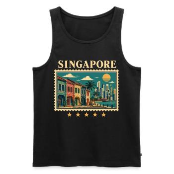 Singapur Tropische Vintage Reise - Männer Premium Bio Tank Top - Schwarz - Vorne - Michal (187cm)