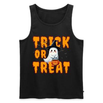 TRICK OR TREAT  - Men's Premium Organic Tank Top - black - Front - Michal (187cm)