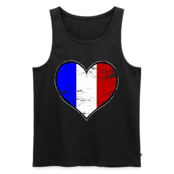 France heart flag used - Men's Premium Organic Tank Top - black - Front - Michal (187cm)