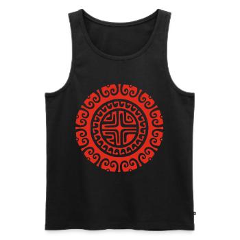 Rote Mandala-Blume - Männer Premium Bio Tank Top - Schwarz - Vorne - Michal (187cm)