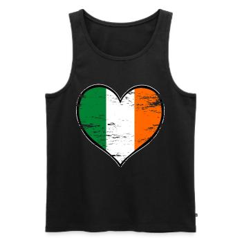Drapeau du cœur irlandais utilisé - Débardeur bio Premium Homme - noir - Devant - Michal (187cm)