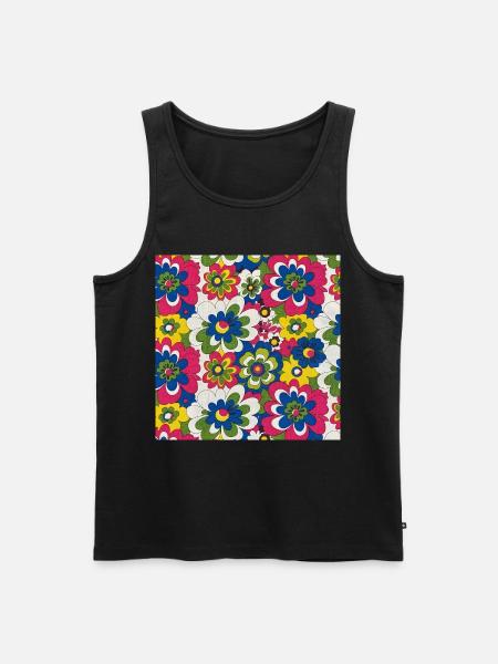 60s-bold-large-floral-pattern - Men's Premium Organic Tank Top - black