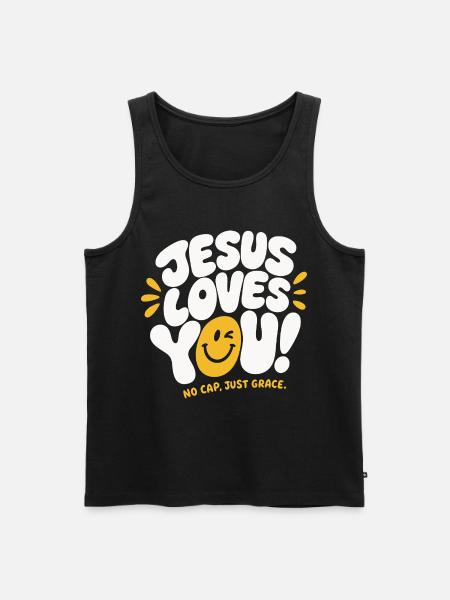 Jesus Loves You Grace Design - Men's Premium Organic Tank Top - black