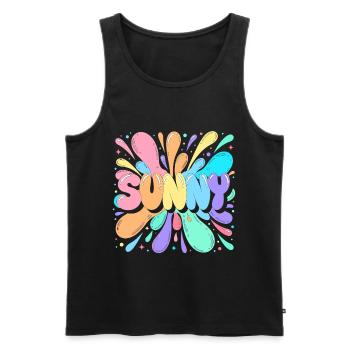 Sunny Splash Lettres Multicolores - Débardeur bio Premium Homme - noir - Devant - Michal (187cm)