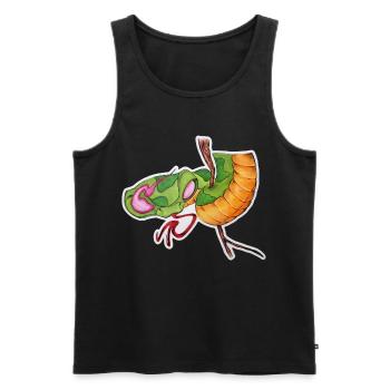 Flame Snake mit Grün, Orange, Schwanz - Männer Premium Bio Tank Top - Schwarz - Vorne - Michal (187cm)