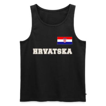 Kroatien Trikot Look – HRVATSKA mit Fahne Flagge - Männer Premium Bio Tank Top - Schwarz - Vorne - Michal (187cm)