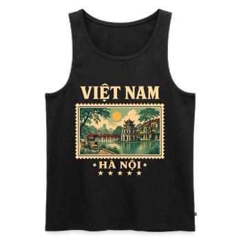 Vietnam Hanoi Vintage Reisemarke - Männer Premium Bio Tank Top - Schwarz - Vorne - Michal (187cm)