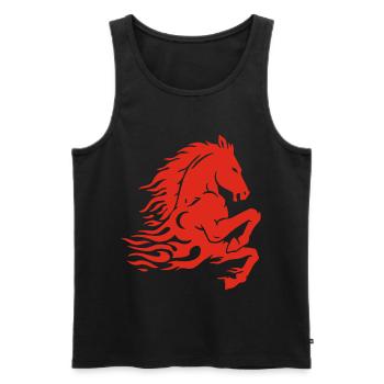 Fire Horse (Red) - Men's Premium Organic Tank Top - black - Front - Michal (187cm)