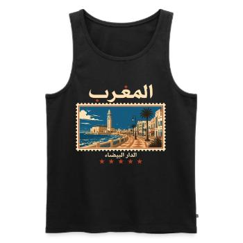 Marokko Casablanca Vintage Reise - Männer Premium Bio Tank Top - Schwarz - Vorne - Michal (187cm)