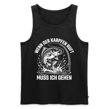 Wenn der Karpfen ruft muss ich gehen - Männer Premium Bio Tank Top - Schwarz - Vorne - Michal (187cm)