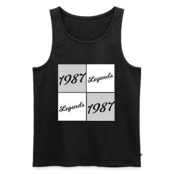 Cases en Italique Légendes 1987 - Débardeur bio Premium Homme - noir - Devant - Michal (187cm)