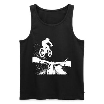MTB POV Sprung Mountainbike Downhill Design - Männer Premium Bio Tank Top - Schwarz - Vorne - Michal (187cm)