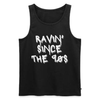 Raving Since the 90s – Idee für raving Techno, DnB - Männer Premium Bio Tank Top - Schwarz - Vorne - Michal (187cm)