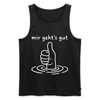 Mir geht's gut - Daumen hoch - Thumbs up  - Männer Premium Bio Tank Top - Schwarz - Vorne - Michal (187cm)