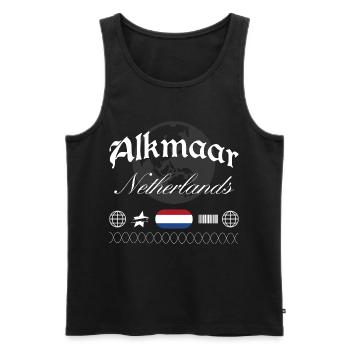 Souvenir de voyage streetwear Alkmaar Pays-Bas - Débardeur bio Premium Homme - noir - Devant - Michal (187cm)