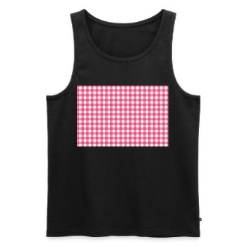 Motif à carreaux roses à quadreaux en quadreaux - Débardeur bio Premium Homme - noir - Devant - Michal (187cm)