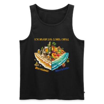 Ich nehm die linke Insel – Bierküste vs. Obstküste - Männer Premium Bio Tank Top - Schwarz - Vorne - Michal (187cm)