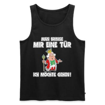 Königliche Spaßfigur mit Krone | bitte geh jetzt - Männer Premium Bio Tank Top - Schwarz - Vorne - Michal (187cm)