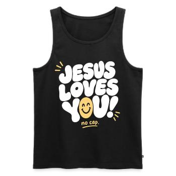 Jesus Loves You No Cap - Männer Premium Bio Tank Top - Schwarz - Vorne - Michal (187cm)