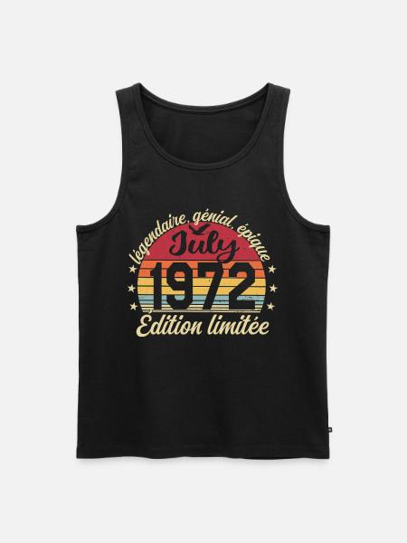 Anniversaire Juillet 1972 Vintage Cadeau - Débardeur bio Premium Homme - noir