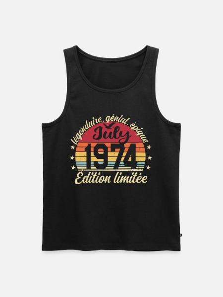 Fødselsdag juli 1974 Vintage-gave - Herre Premium økologisk tanktop - sort
