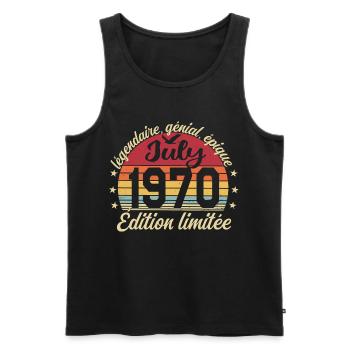 Anniversaire Juillet 1970 Vintage Cadeau - Débardeur bio Premium Homme - noir - Devant - Michal (187cm)