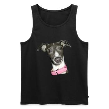 Hund Windhund Italienischer Windhund Rosa Halsband - Männer Premium Bio Tank Top - Schwarz - Vorne - Michal (187cm)