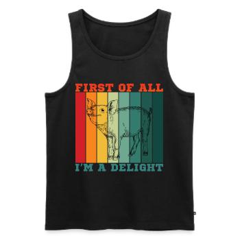 Zunächst einmal bin ich eine Freude - Männer Premium Bio Tank Top - Schwarz - Vorne - Michal (187cm)