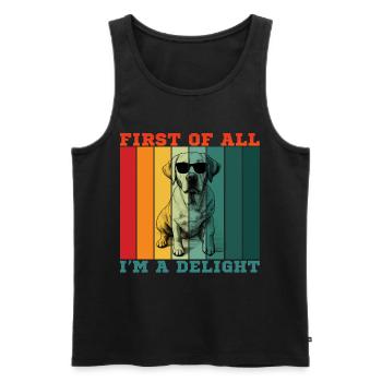 FIRST OF ALL I'M A DELIGHT  - Men's Premium Organic Tank Top - black - Front - Michal (187cm)