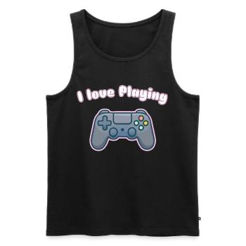 I Love Playing - Gaming Controller Design - Men's Premium Organic Tank Top - black - Front - Michal (187cm)