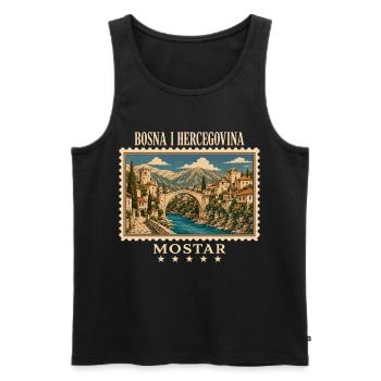 Bosnien Mostar Vintage Reisemarke - Männer Premium Bio Tank Top - Schwarz - Vorne - Michal (187cm)