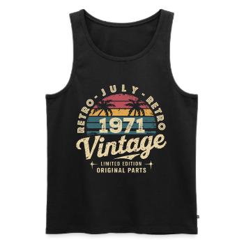 Vintage Juli 1971 Retro Limited Edition - Männer Premium Bio Tank Top - Schwarz - Vorne - Michal (187cm)