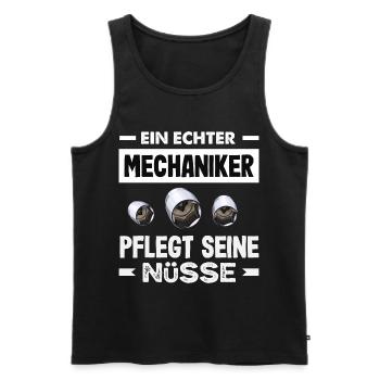Ein Echter Mechaniker Pflegt Seine Nüsse Kfz Auto - Männer Premium Bio Tank Top - Schwarz - Vorne - Michal (187cm)