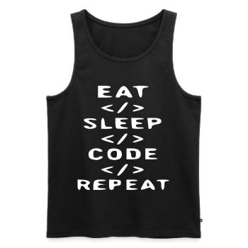 Eat Sleep Code Repeat T-Shirt - Débardeur bio Premium Homme - noir - Devant - Michal (187cm)