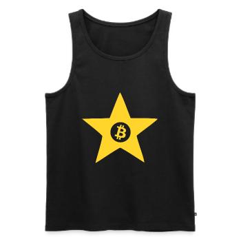 Bitcoin Stern Goldstar - Männer Premium Bio Tank Top - Schwarz - Vorne - Michal (187cm)