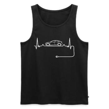Amour des voitures électriques avec battement de cœur Voitures électriques - Débardeur bio Premium Homme - noir - Devant - Michal (187cm)