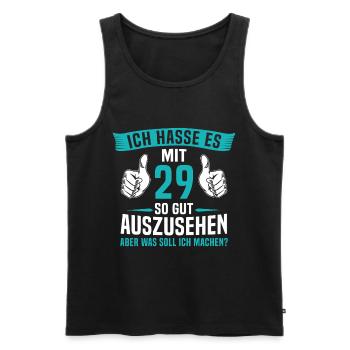 29 Jahre 29. Geburtstag Mann Frau 29 Jahre - Männer Premium Bio Tank Top - Schwarz - Vorne - Michal (187cm)