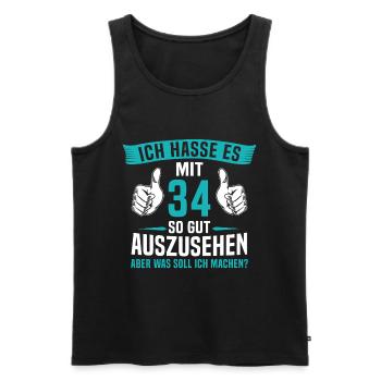 34 Jahre 34. Geburtstag Mann Frau 34 Jahre - Männer Premium Bio Tank Top - Schwarz - Vorne - Michal (187cm)