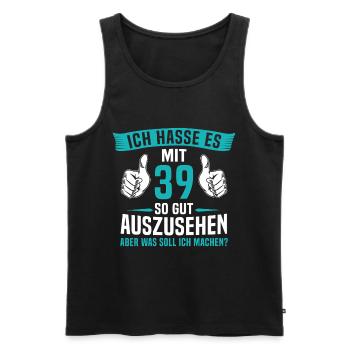 39 Jahre 39. Geburtstag Mann Frau 39 Jahre - Männer Premium Bio Tank Top - Schwarz - Vorne - Michal (187cm)