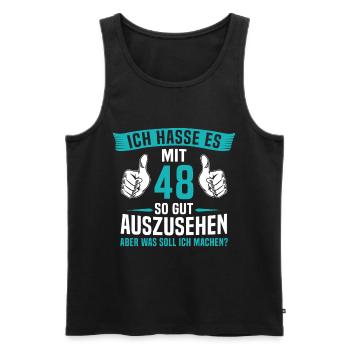 48 Jahre 48. Geburtstag Mann Frau 48 Jahre - Männer Premium Bio Tank Top - Schwarz - Vorne - Michal (187cm)