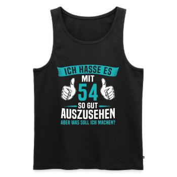54 Jahre 54. Geburtstag Mann Frau 54 Jahre - Männer Premium Bio Tank Top - Schwarz - Vorne - Michal (187cm)