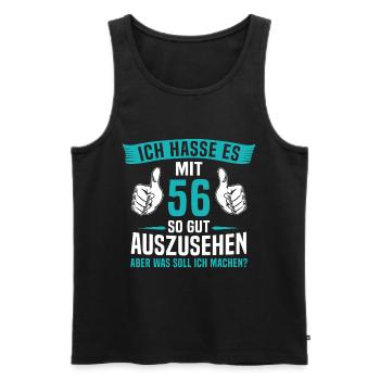 56 Jahre 56. Geburtstag Mann Frau 56 Jahre - Männer Premium Bio Tank Top - Schwarz - Vorne - Michal (187cm)